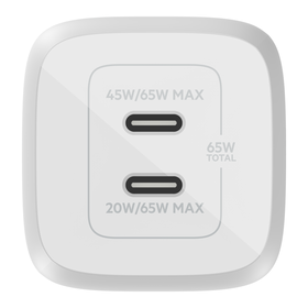 Cargador de pared doble USB-C GaN PPS de 65 W